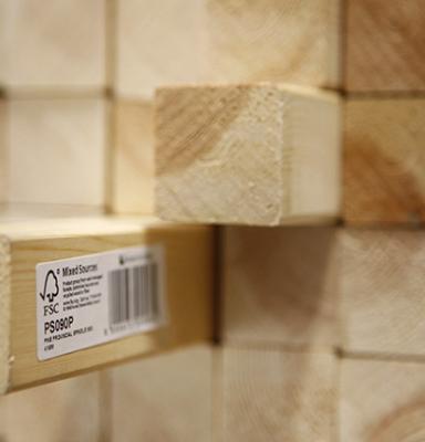 a stack of FSC wooden panels